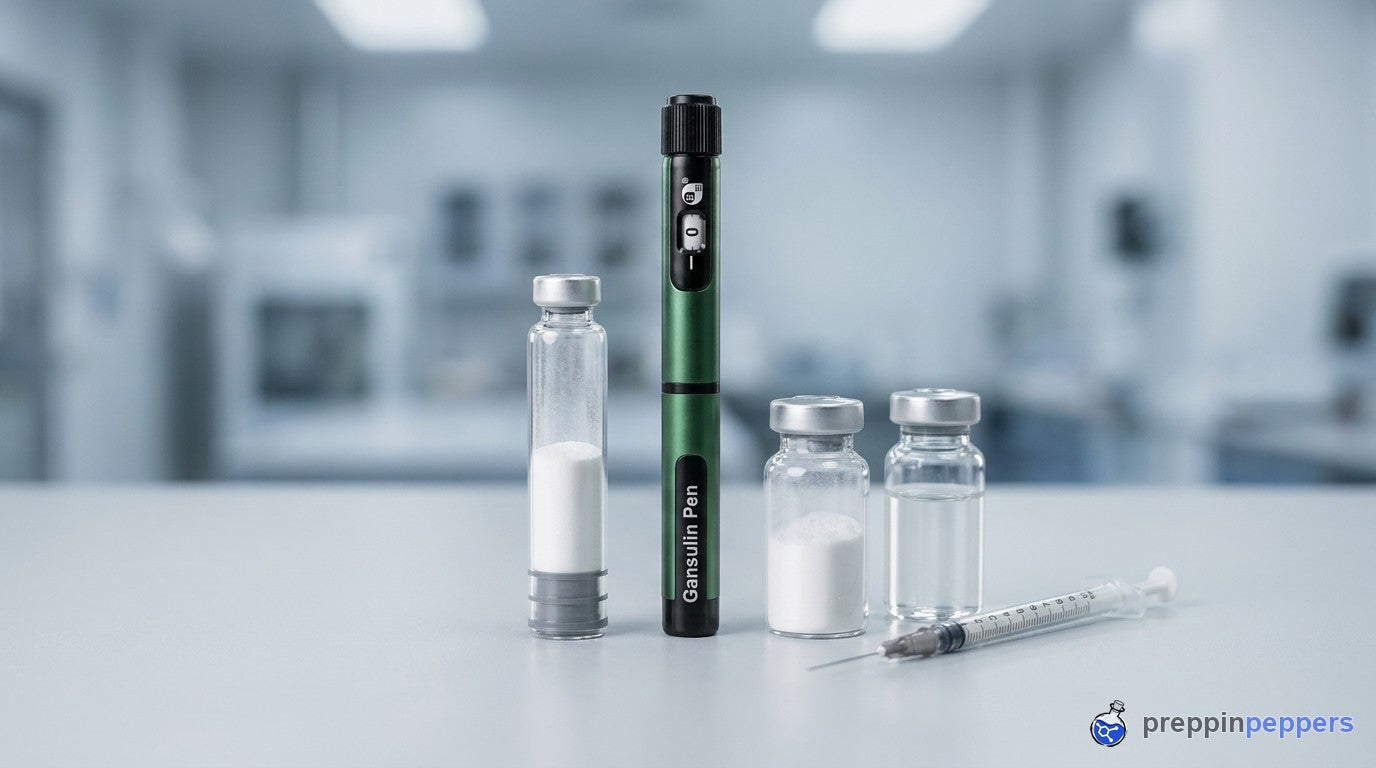 Reconstitution supplies with the green Gansulin pen