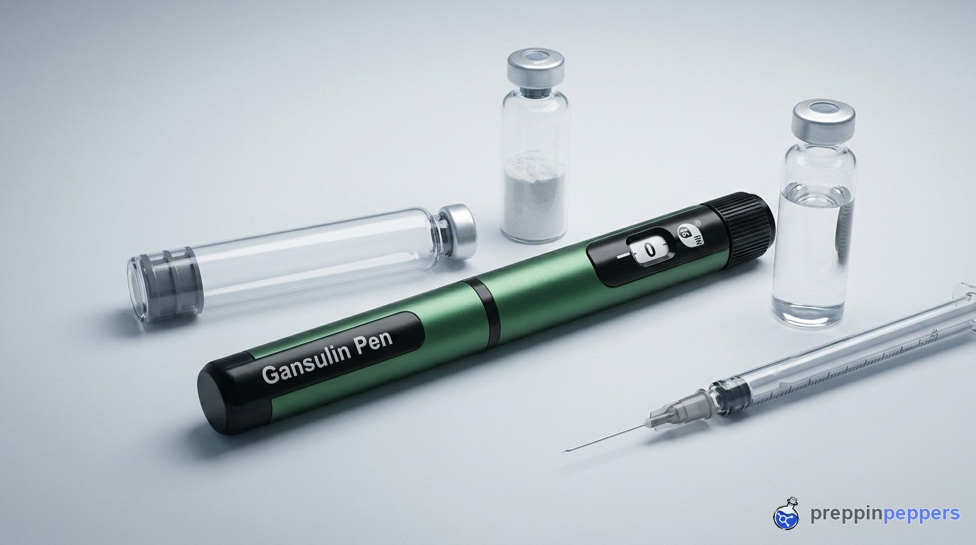 Reconstitution supplies with the green Gansulin pen
