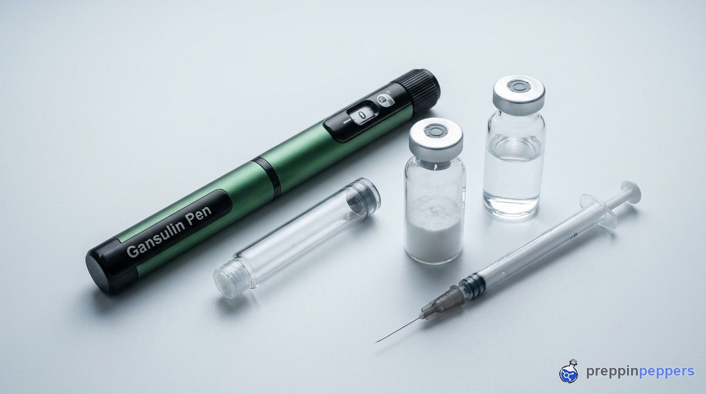 Reconstitution supplies with the green Gansulin pen