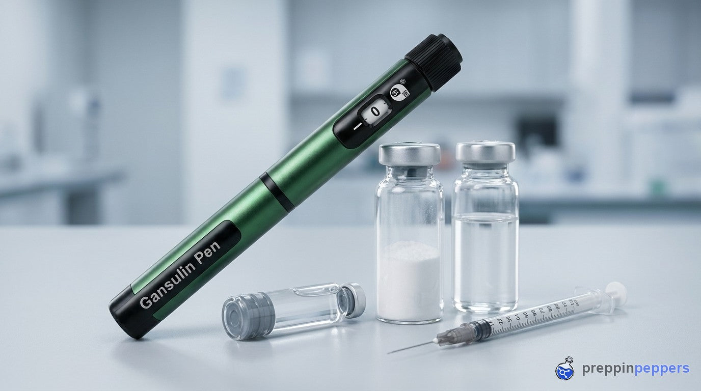 Reconstitution supplies with the green Gansulin pen