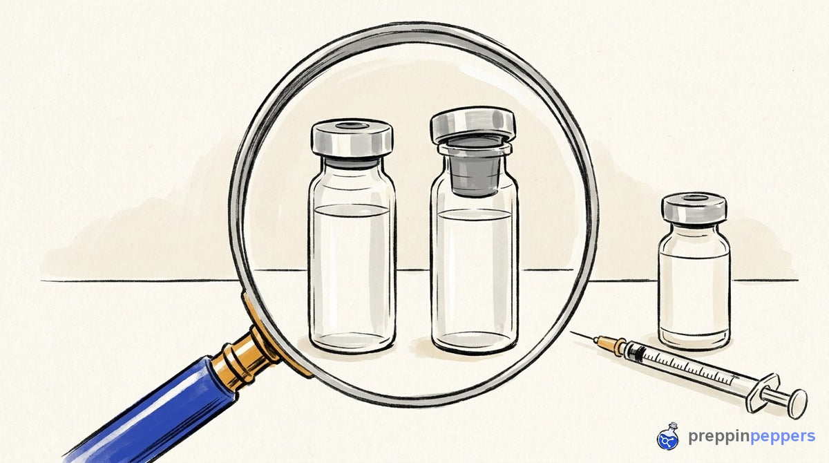 Comparison of an 8mm short-stopper cartridge and an ill-fitting 11mm long-stopper cartridge under a magnifying glass.