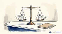 A balance scale on a lab bench holds a vial labeled Retatrutide on one side and a Tirzepatide vial on the other.