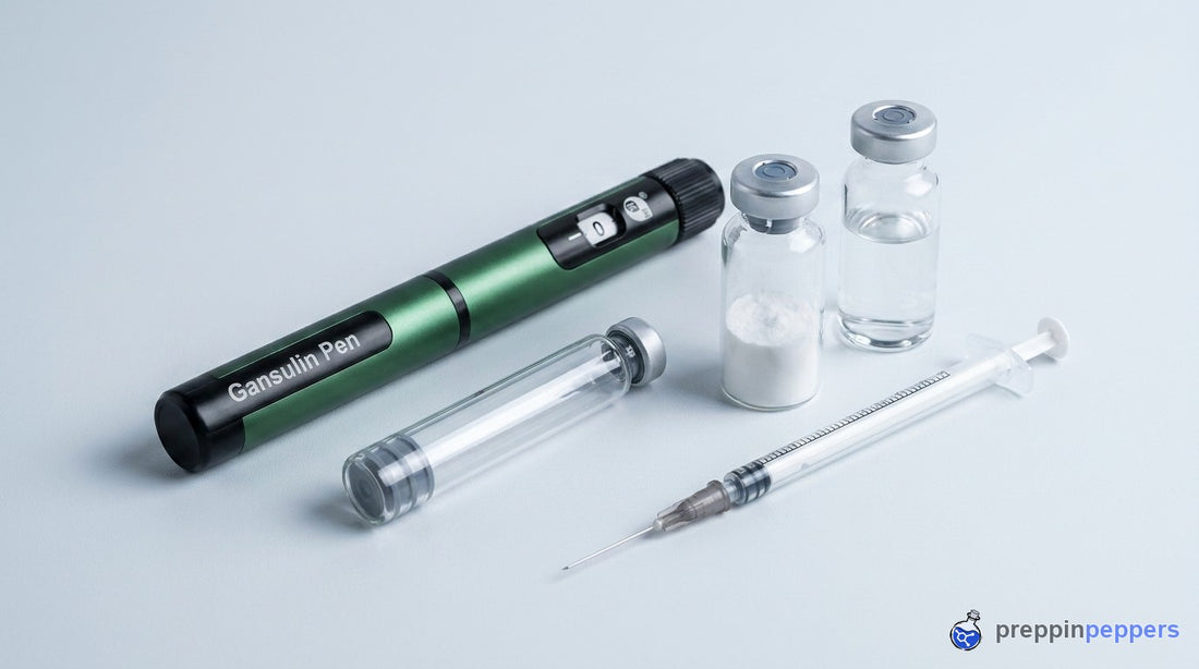 Reconstitution supplies with the green Gansulin pen