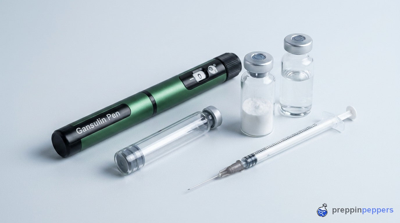Reconstitution supplies with the green Gansulin pen