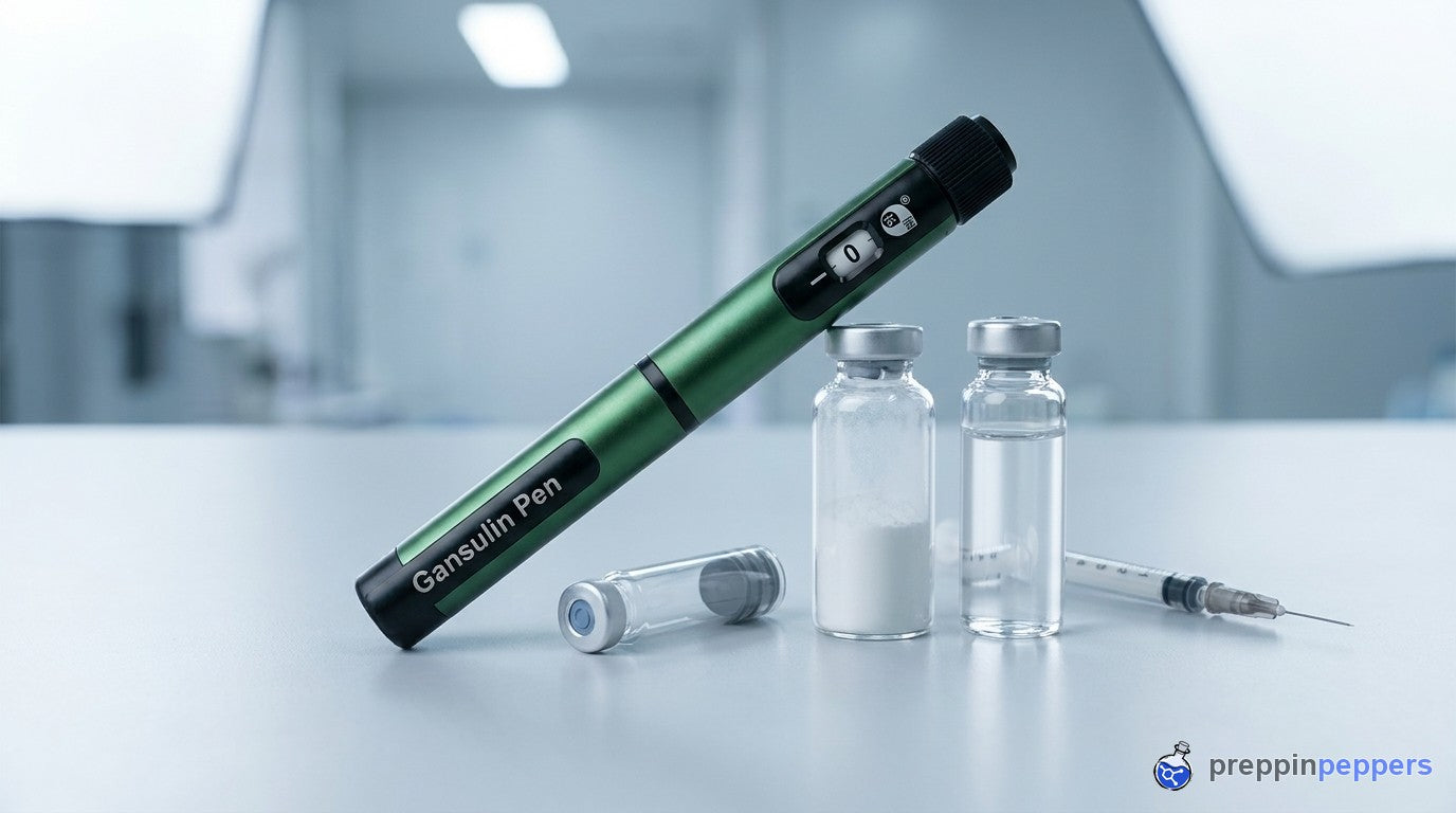 Reconstitution supplies with the green Gansulin pen