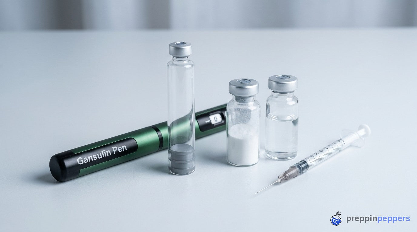 Reconstitution supplies with the green Gansulin pen