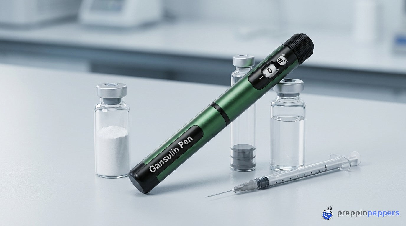 Reconstitution supplies with the green Gansulin pen