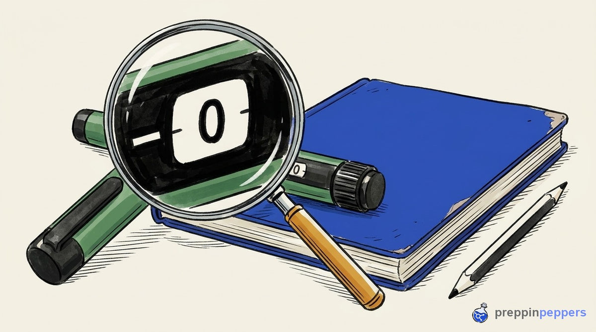 A magnifying glass enlarges the Gansulin pen's dose window to show the precision required for the accuracy hack.