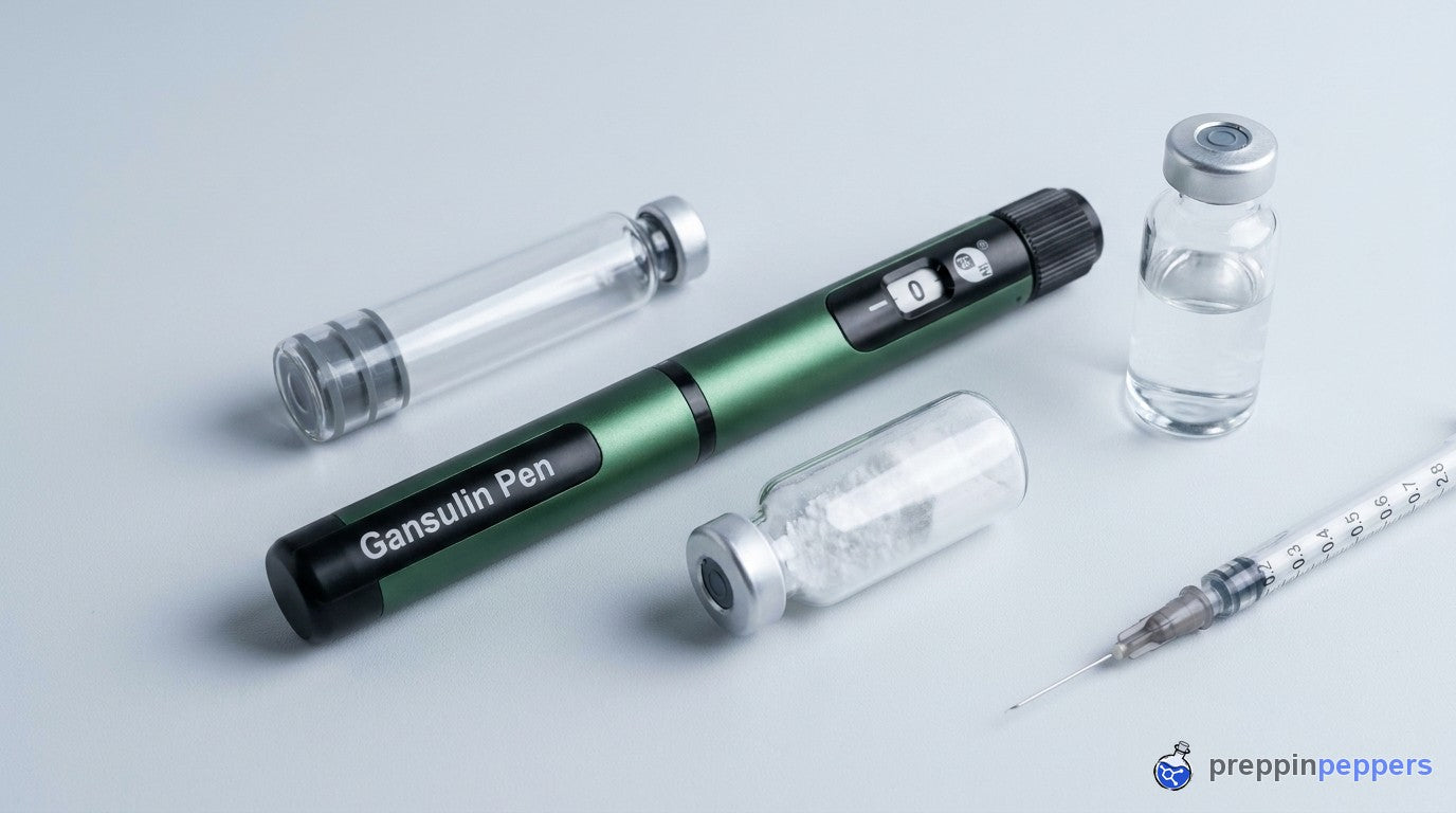 Reconstitution supplies with the green Gansulin pen