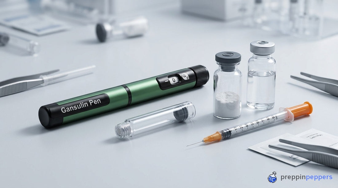 Reconstitution supplies with the green Gansulin pen