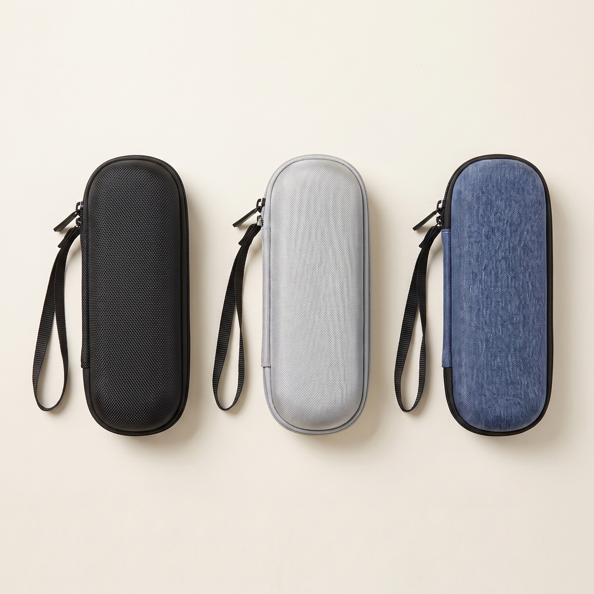 EVA travel case in black, silver and blue
