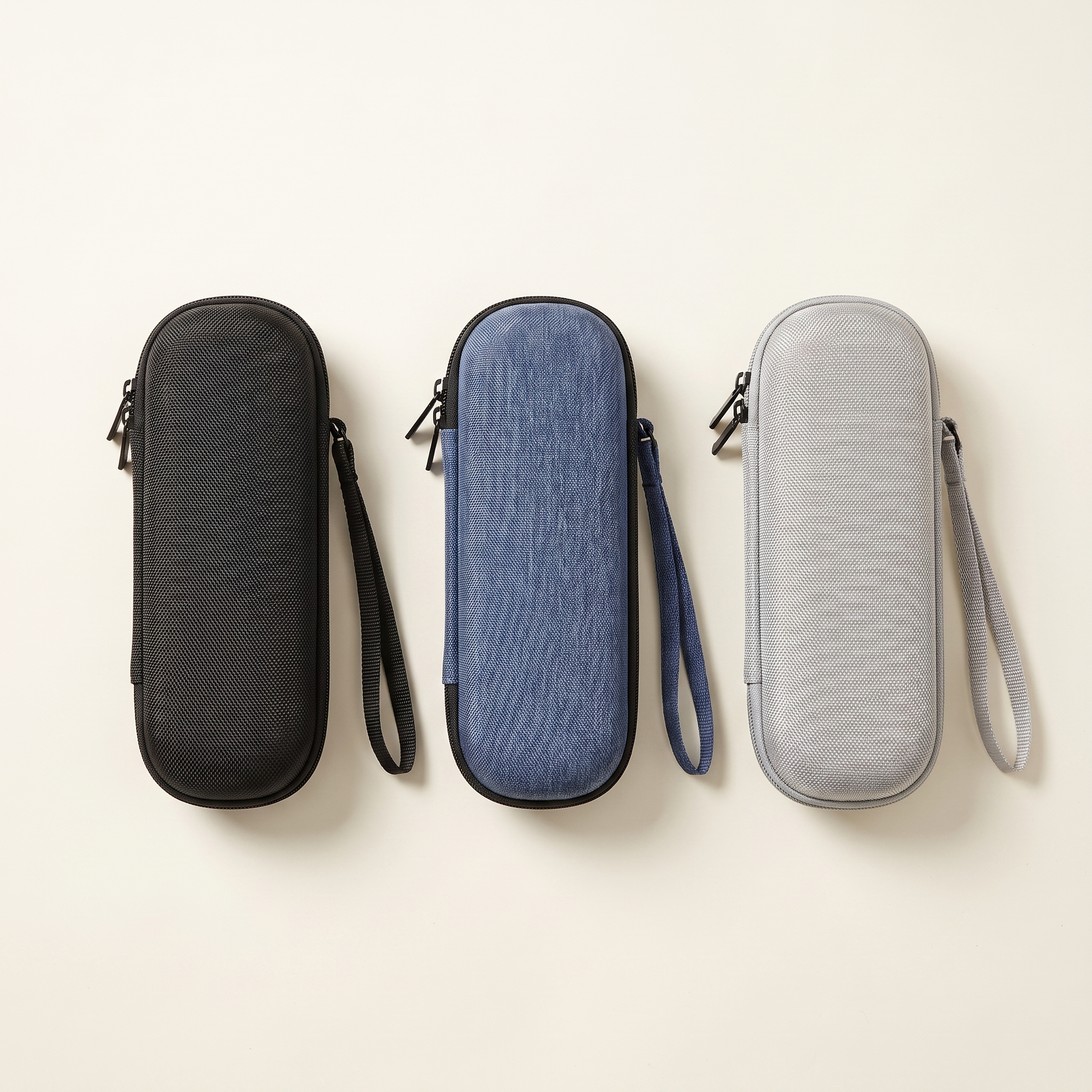 EVA travel case in black, denim blue and silver