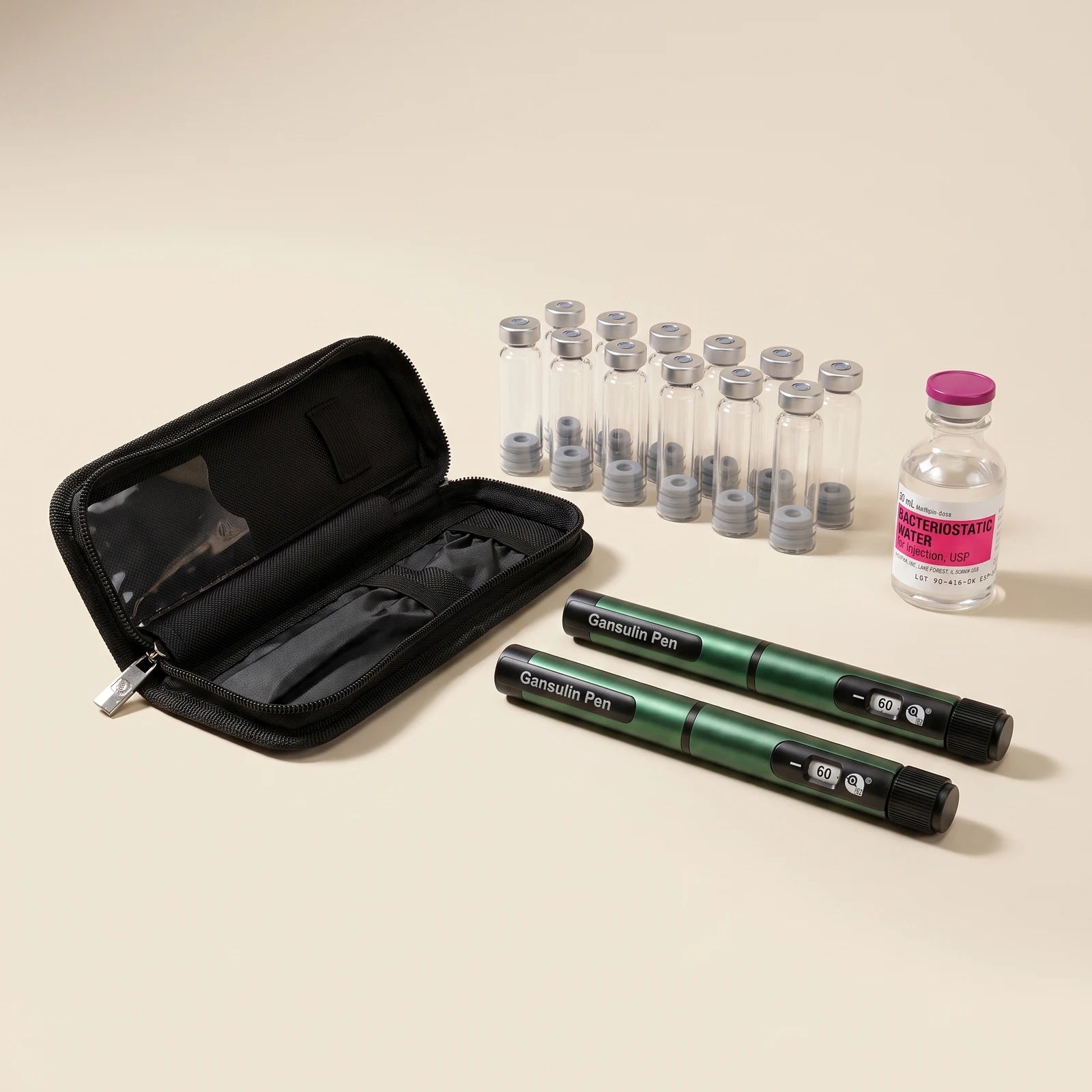 Double starter kit: 2 pens, 10 cartridges, bacteriostatic water