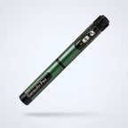 Gansulin all-metal pen floating at a diagonal on a pale studio backdrop, dose window and cap label visible