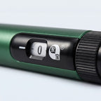 Macro of the Gansulin pen's dose window showing 0, dongbao badge and knurled dosage knob