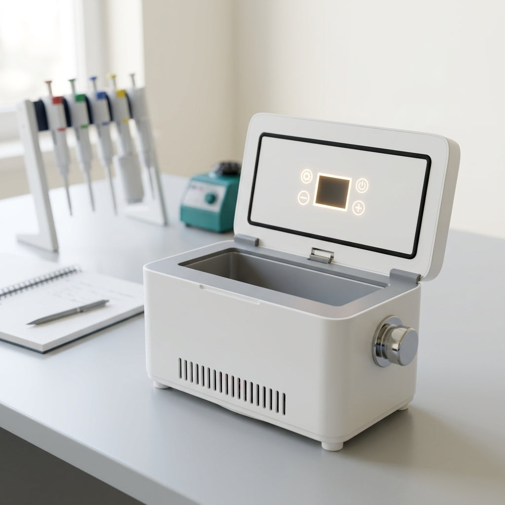 Cooler case in use on a laboratory bench