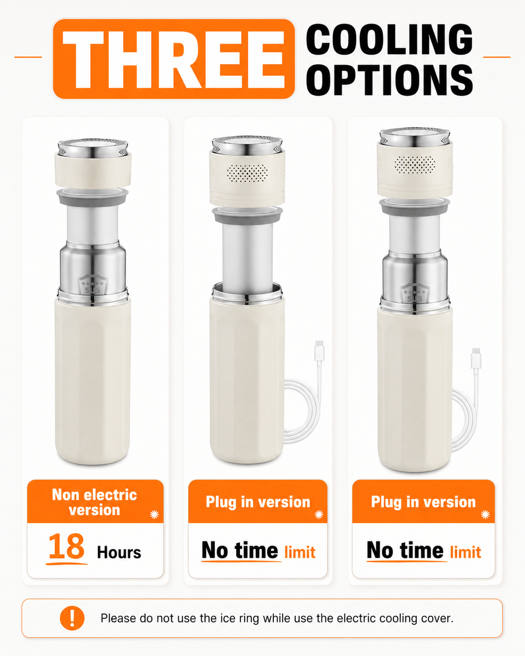 Three cooling options in white