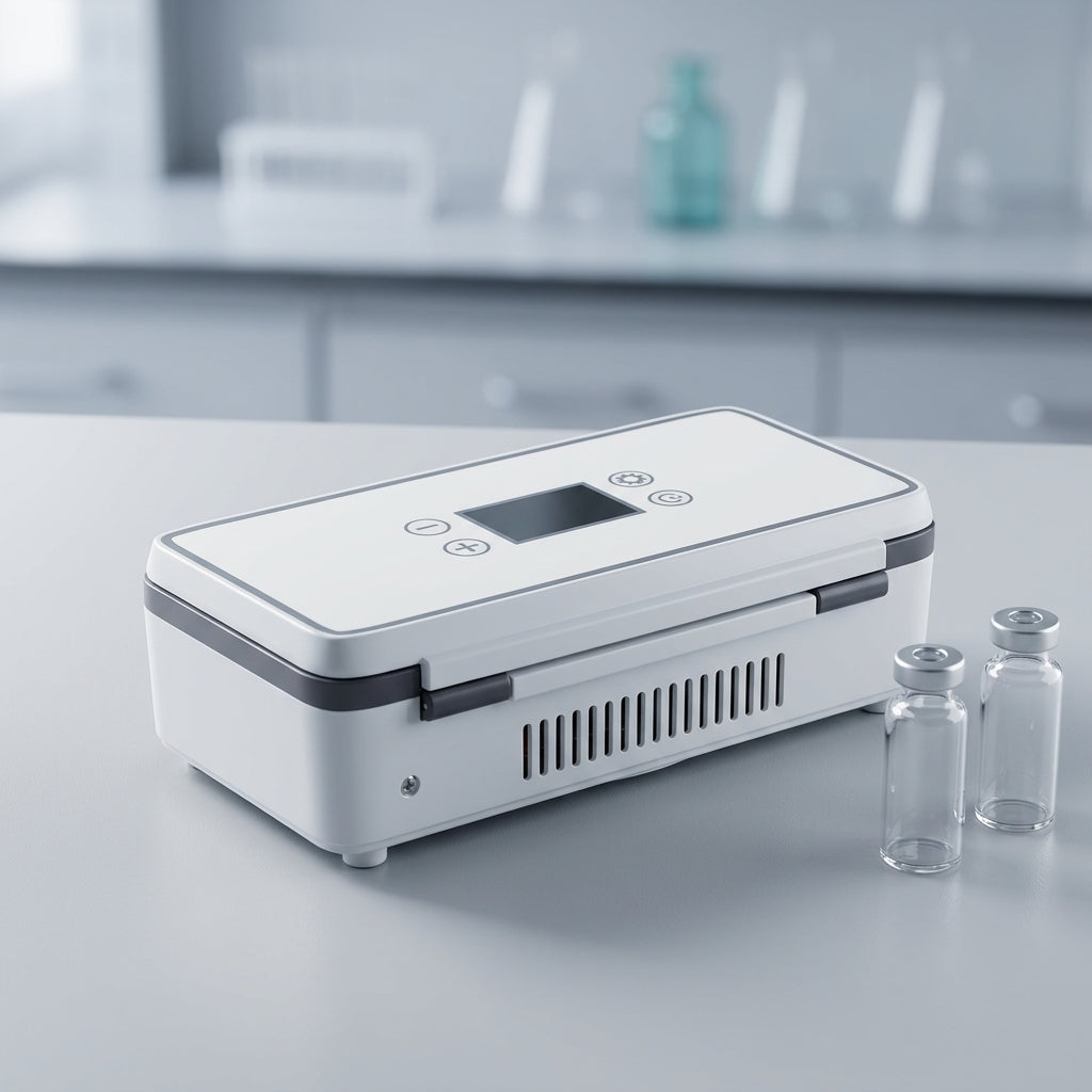 Cooler box on a laboratory bench