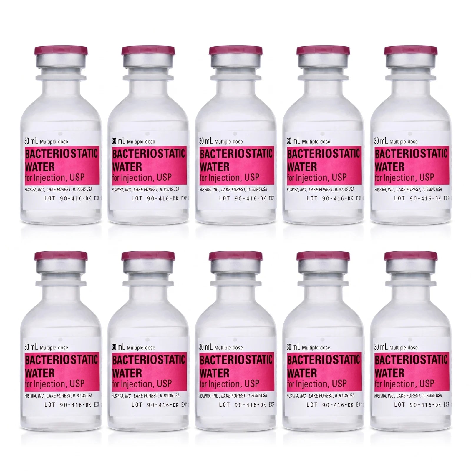 Ten 30 ml bacteriostatic water vials